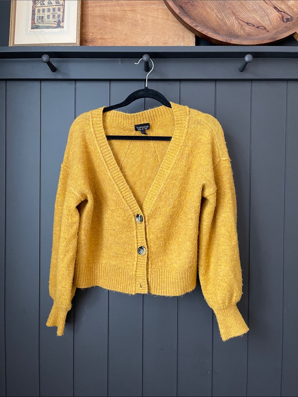 Topshop Golden Yellow V-neck Button Front Women's Cardigan